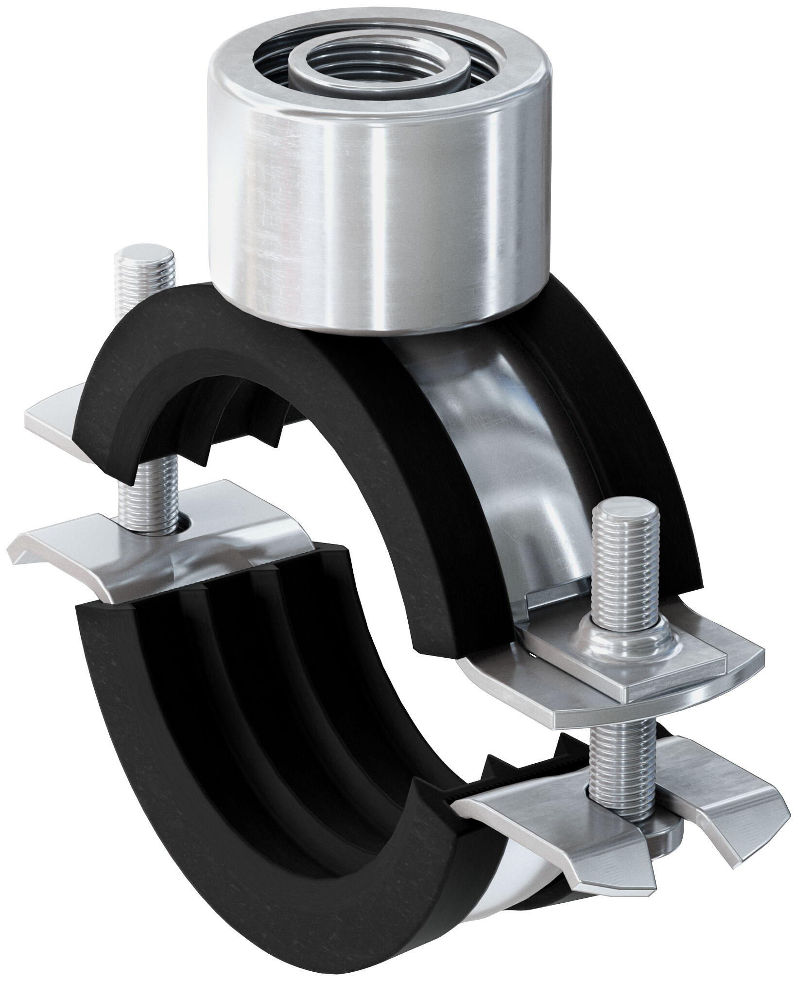 Fischer FRS Triple 83-91 M8 / M10 / 1/2" kétcsavaros csőbilincs hangszigetelő betéttel, 25 db/csomag termék fő termékképe